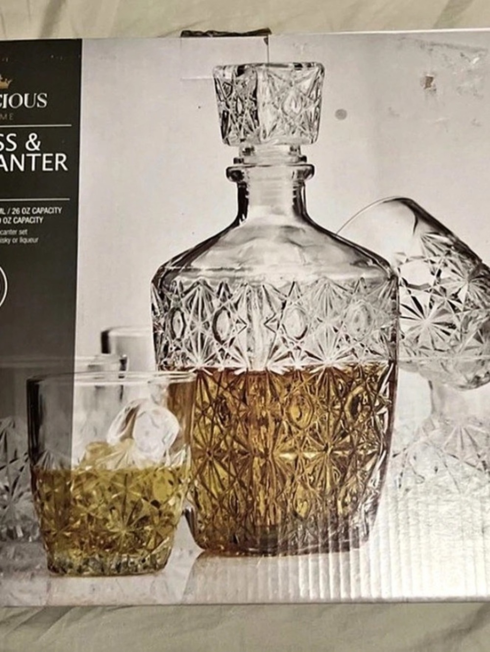 Precious Home Barcelona Glass & Decanter Set Clear NWT